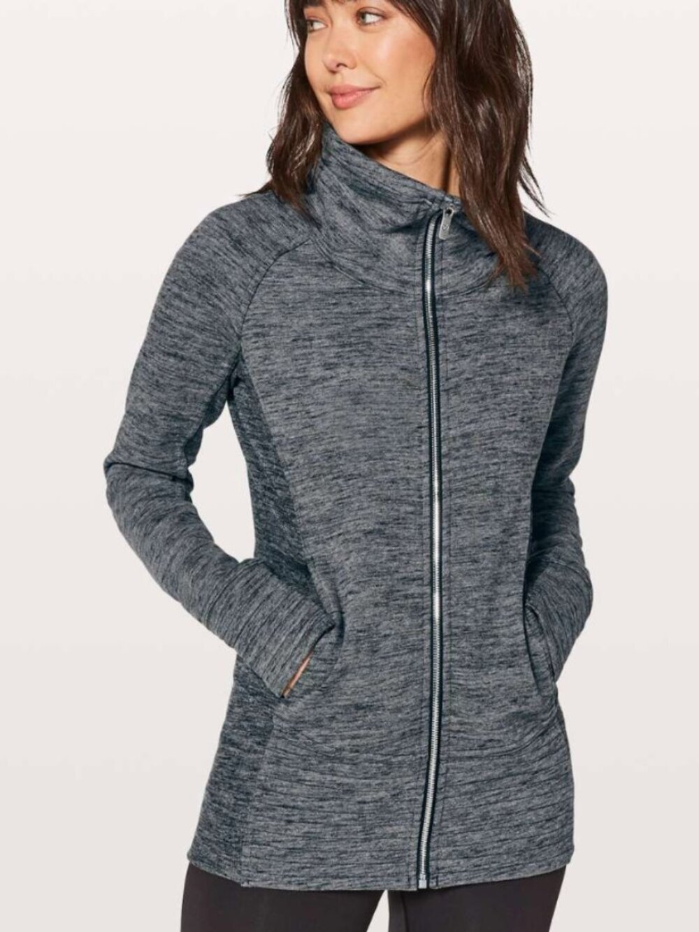 Lululemon Radiant Jacket Dark Heathered Gray Full Zip Mock Neck Size 4